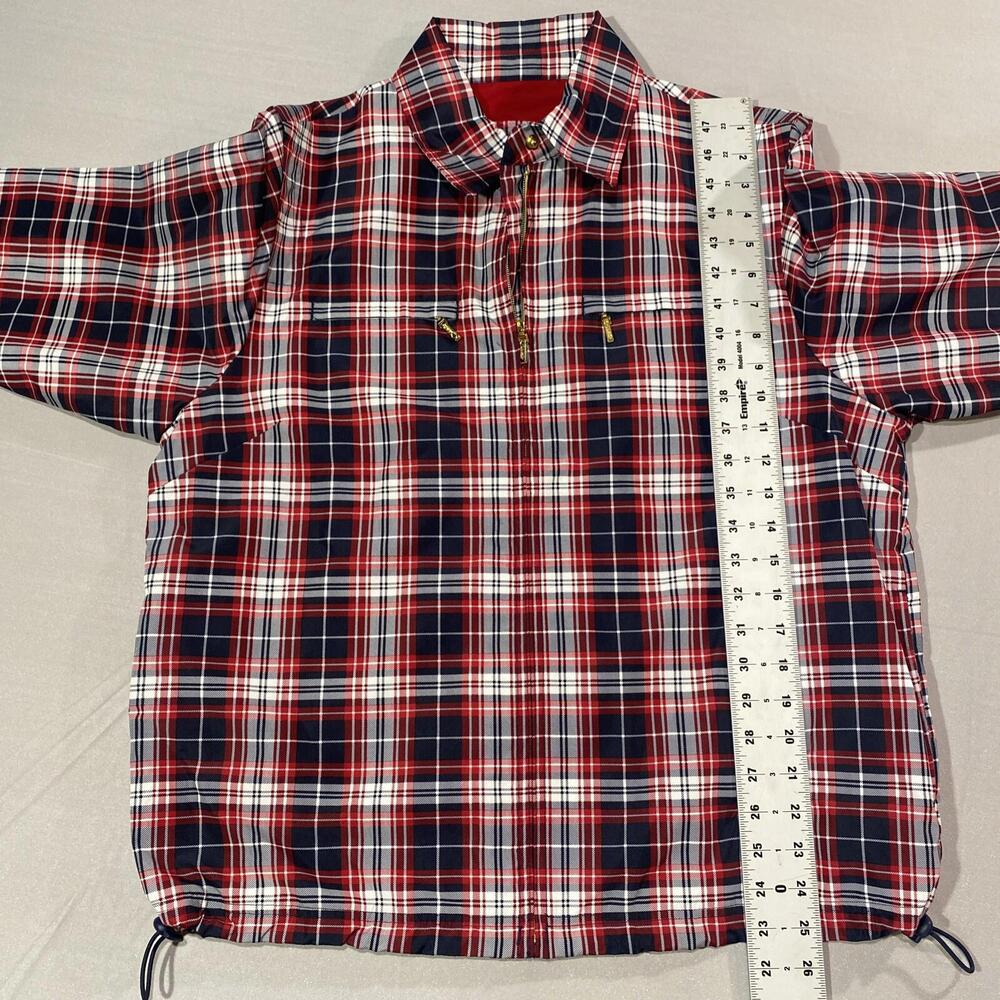 VTG Catalina Jacket Womens Medium Red Black Plaid Full Zip Rain Coat Gold Zipper - Picture 6 of 9